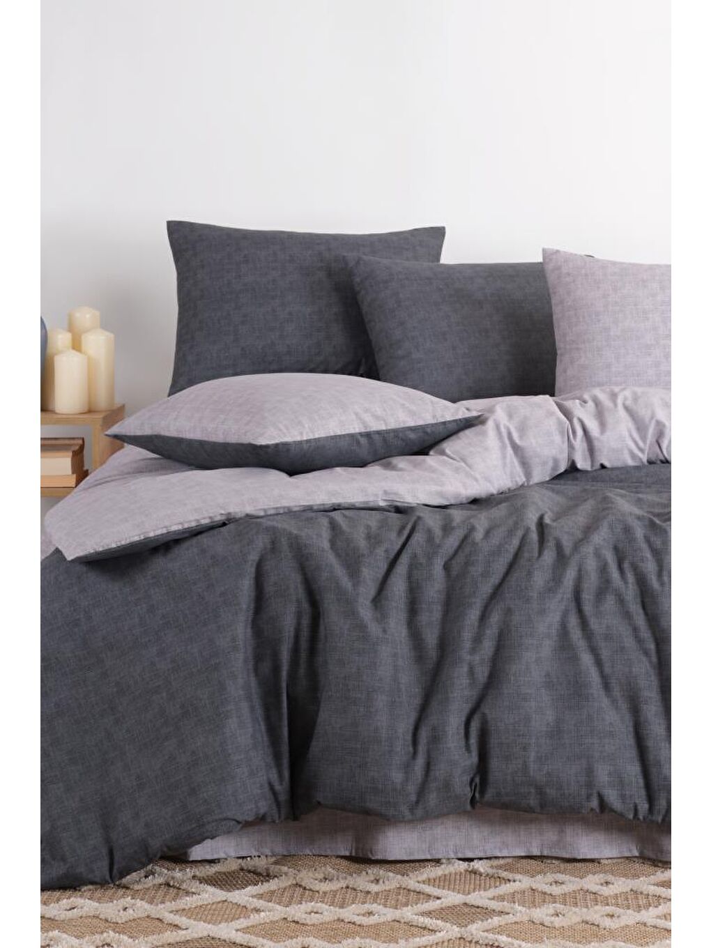Serena 4 Parça %100 Pamuk Çift Kişilik Nevresim Takımı Antrasit