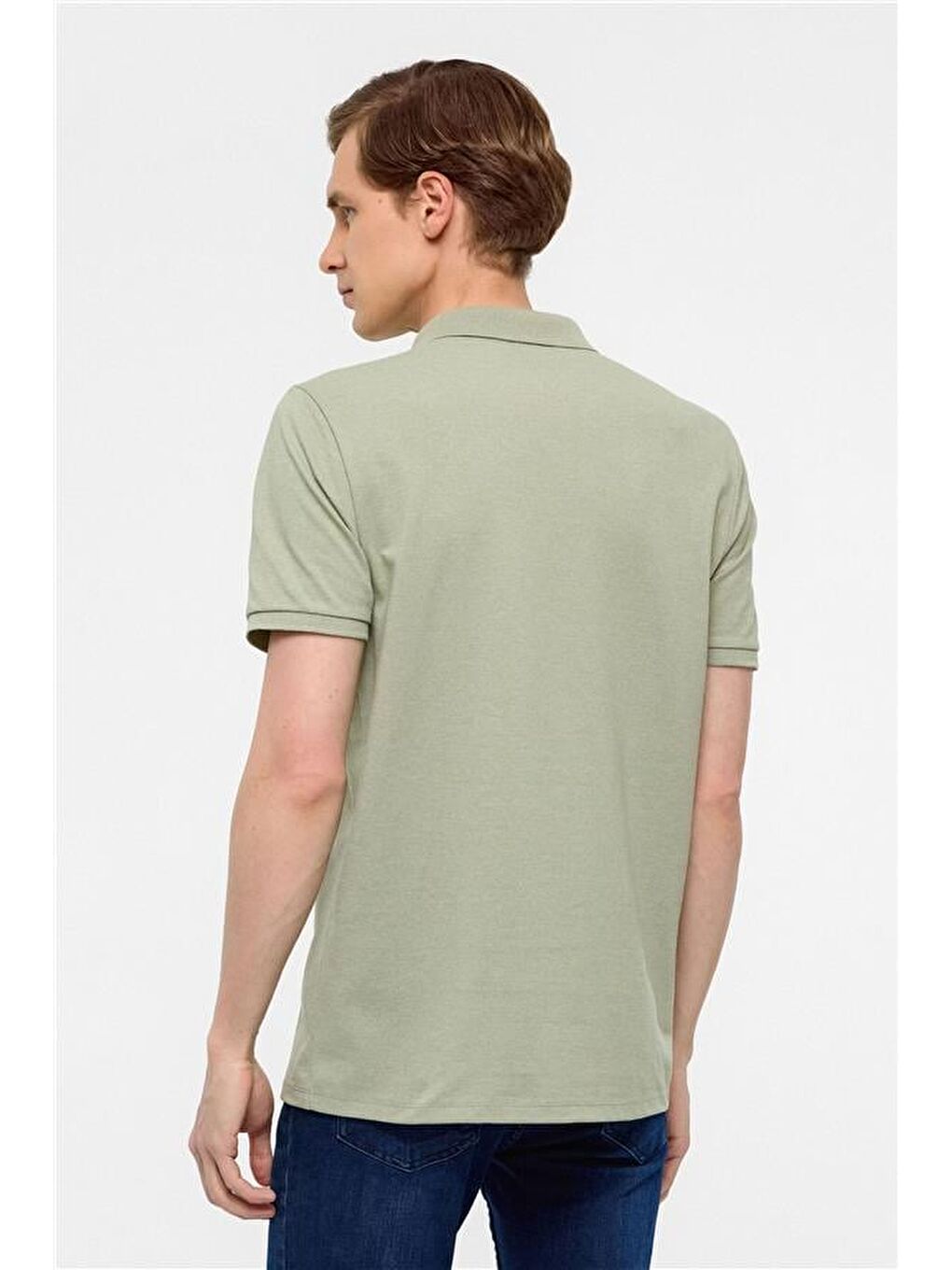 Haki Regular Armürlü Polo Yaka Tişört-5