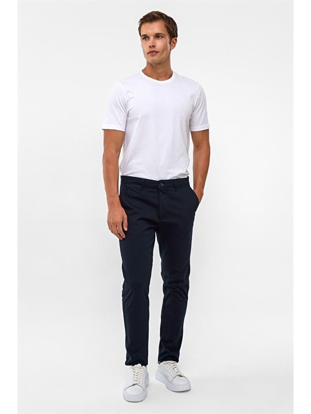 Lacivert Slim Armürlü Pantolon