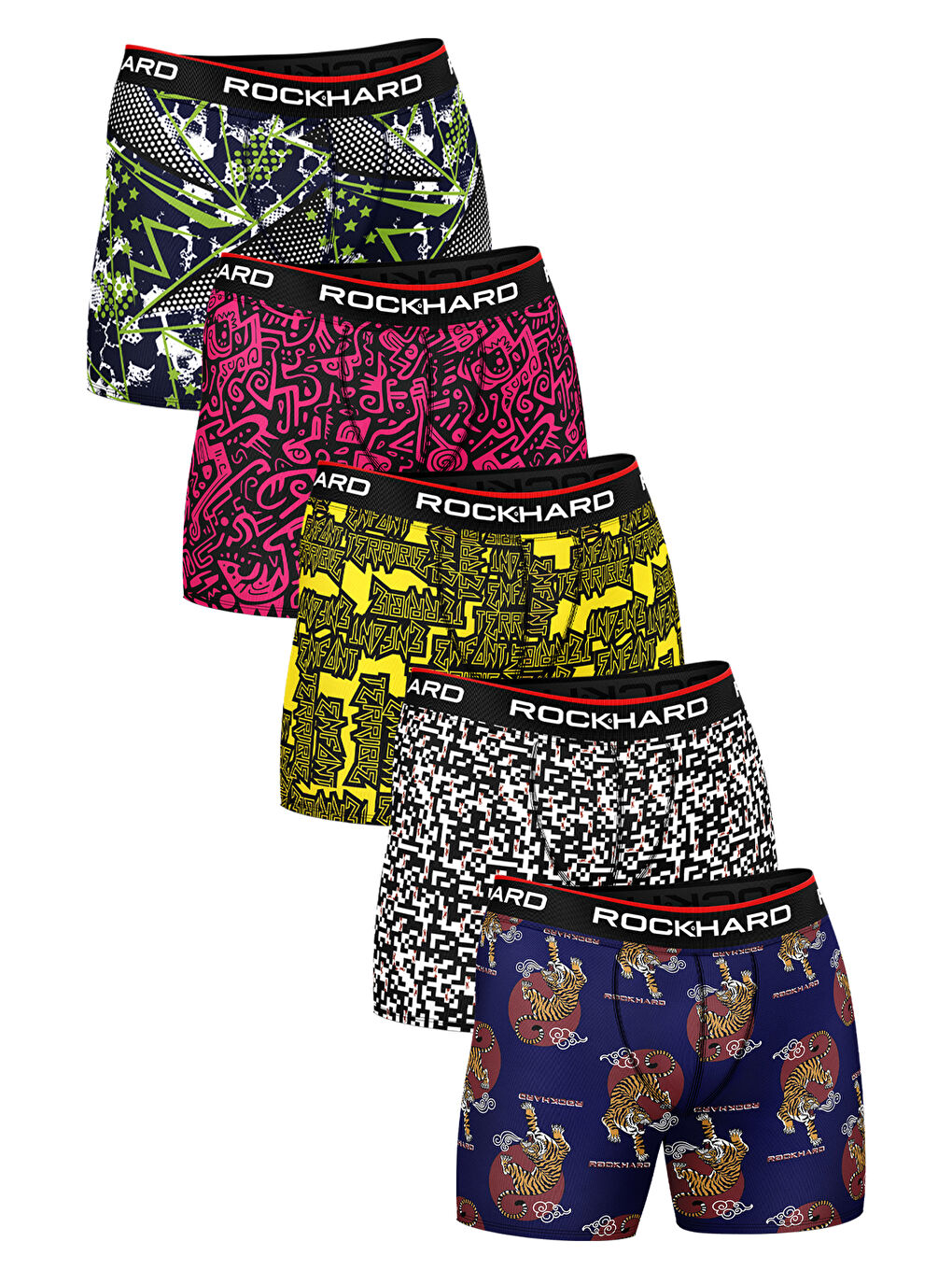 Karışık Erkek Baskılı Pamuklu Boxer 5'li Paket