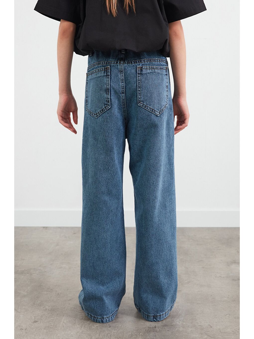 Mavi Yıldız Nakışlı Kız Çocuk Pantolon