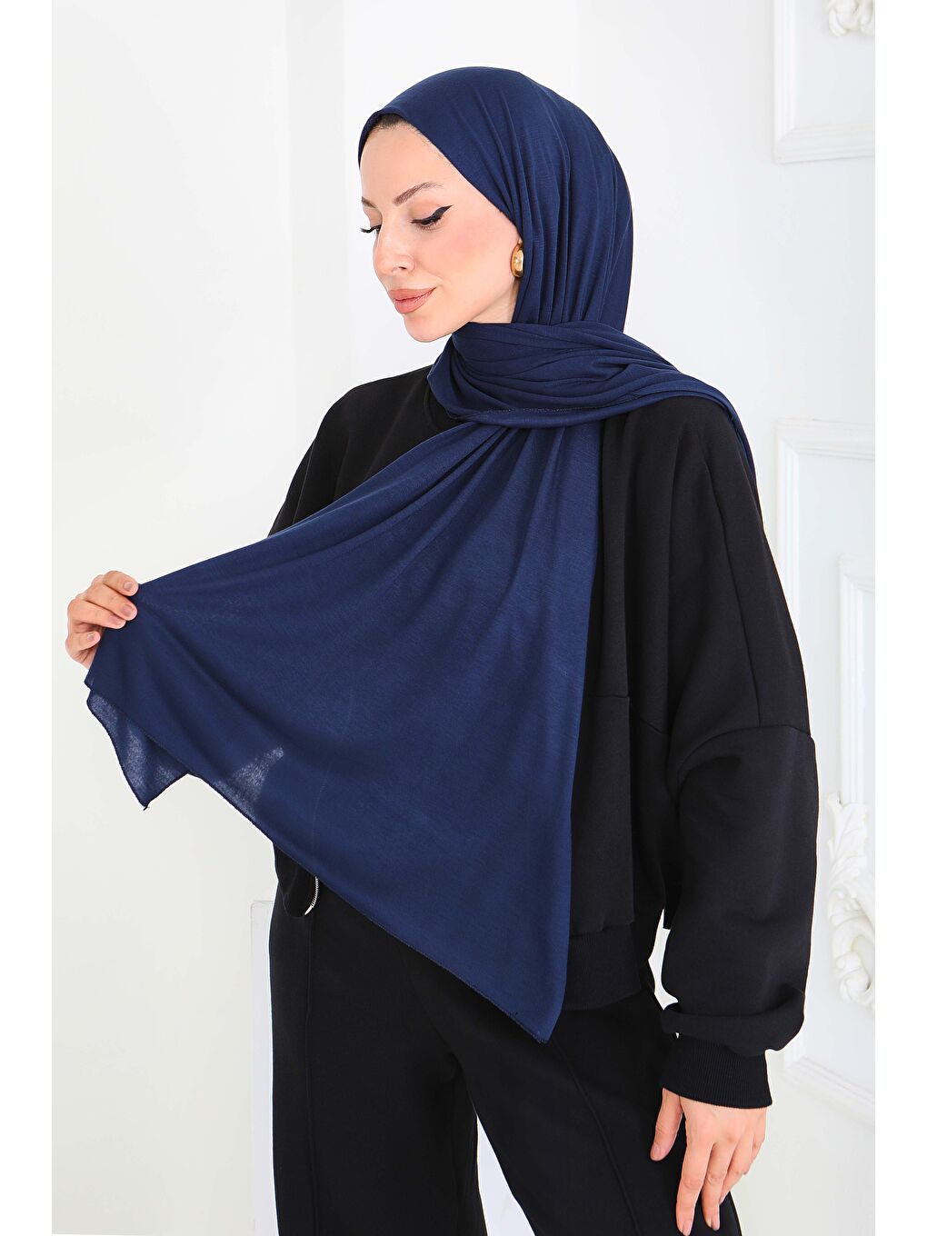 Penye Şal Lacivert - 27854-LACIVERT-1