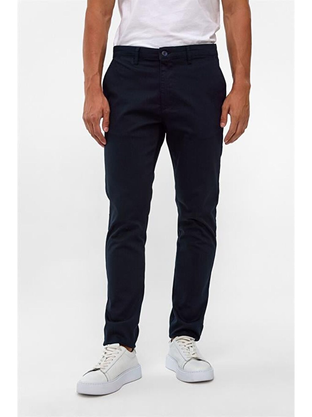 Lacivert Slim Armürlü Pantolon-1