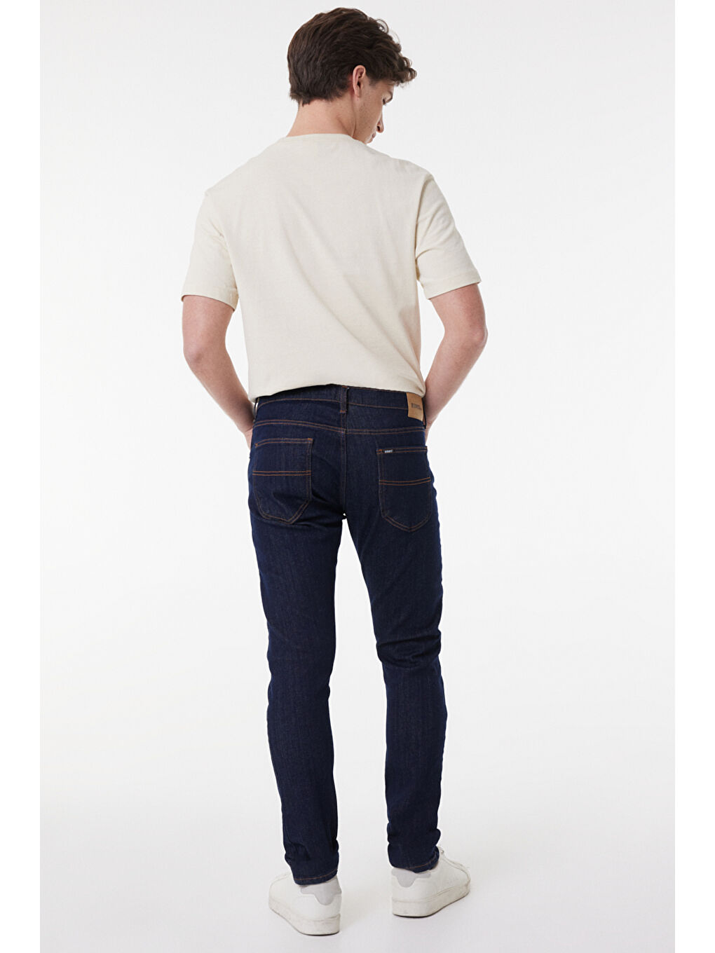 Slim Fit Dar Kesim Normal Bel Lacivert Esnek Kansas Denim Jean Pantolon-4