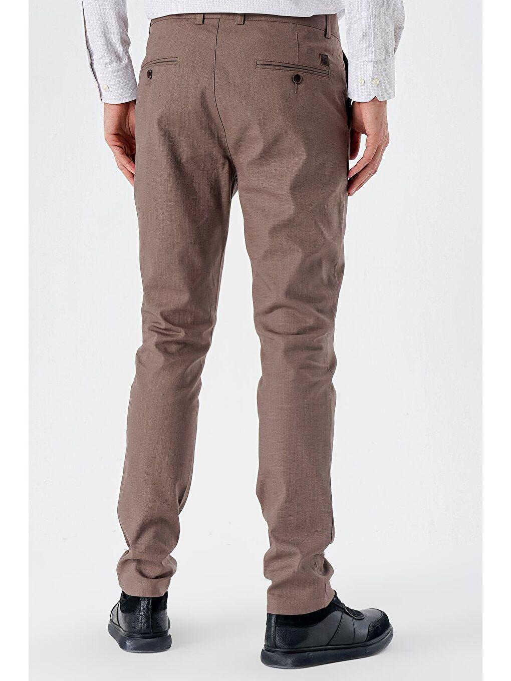 Kahverengi Koyu Vizon Pamuklu Yandan Cepli Casual Slim Fit Chino Pantolon 1003240151-3