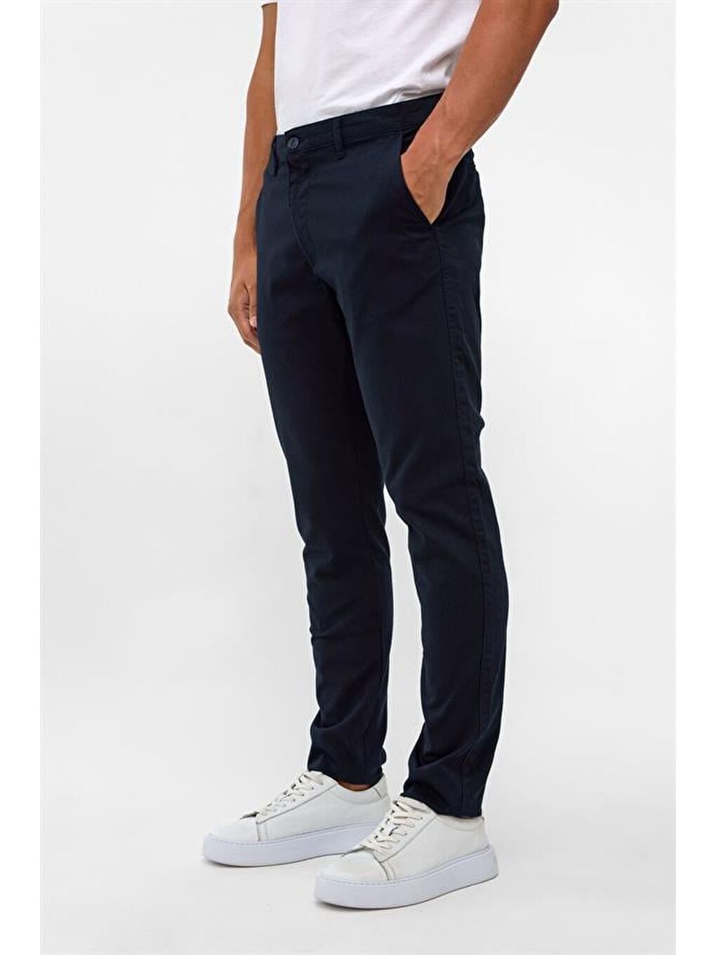 Lacivert Slim Armürlü Pantolon-2