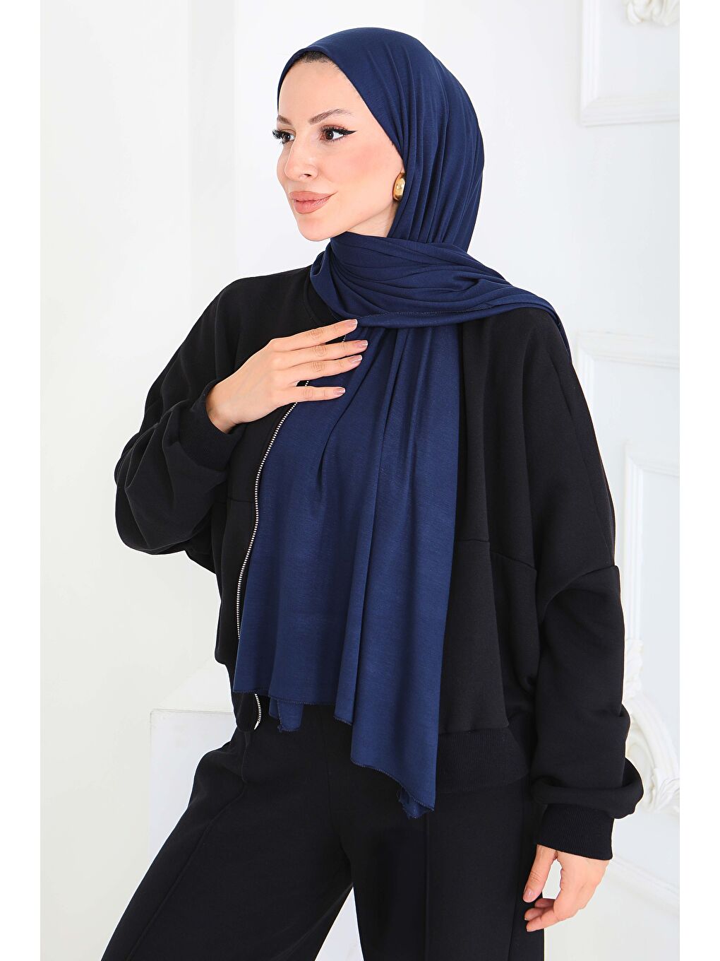 Penye Şal Lacivert - 27854-LACIVERT-2