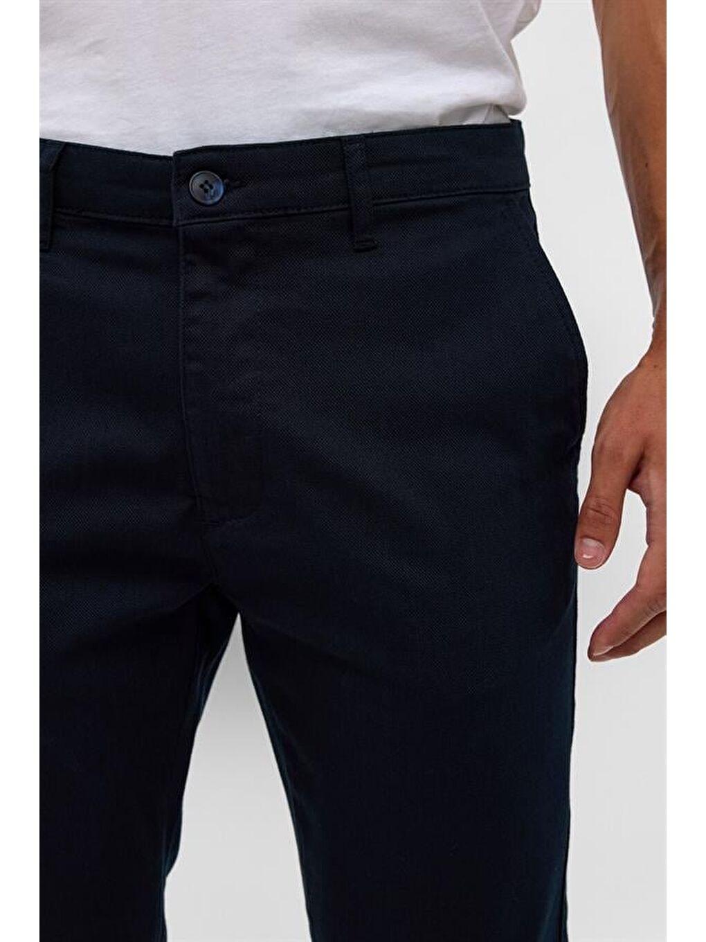 Lacivert Slim Armürlü Pantolon-3