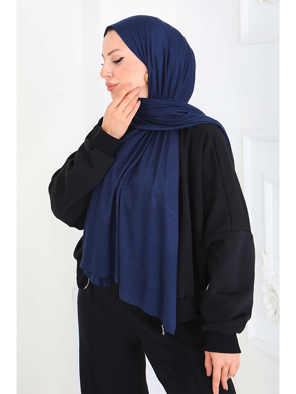 Penye Şal Lacivert - 27854-LACIVERT-3