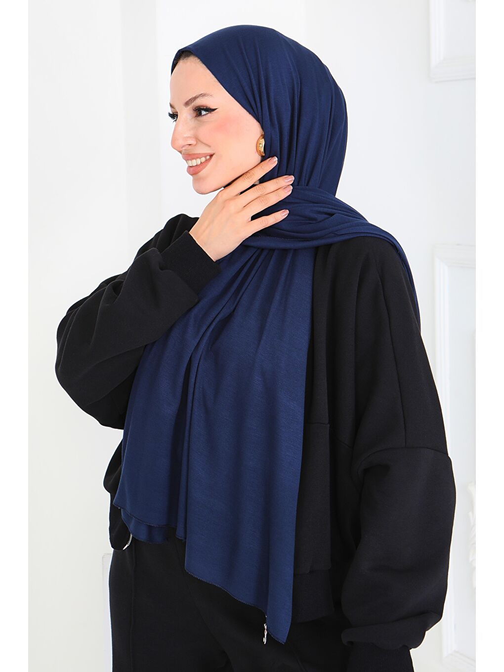 Penye Şal Lacivert - 27854-LACIVERT-4