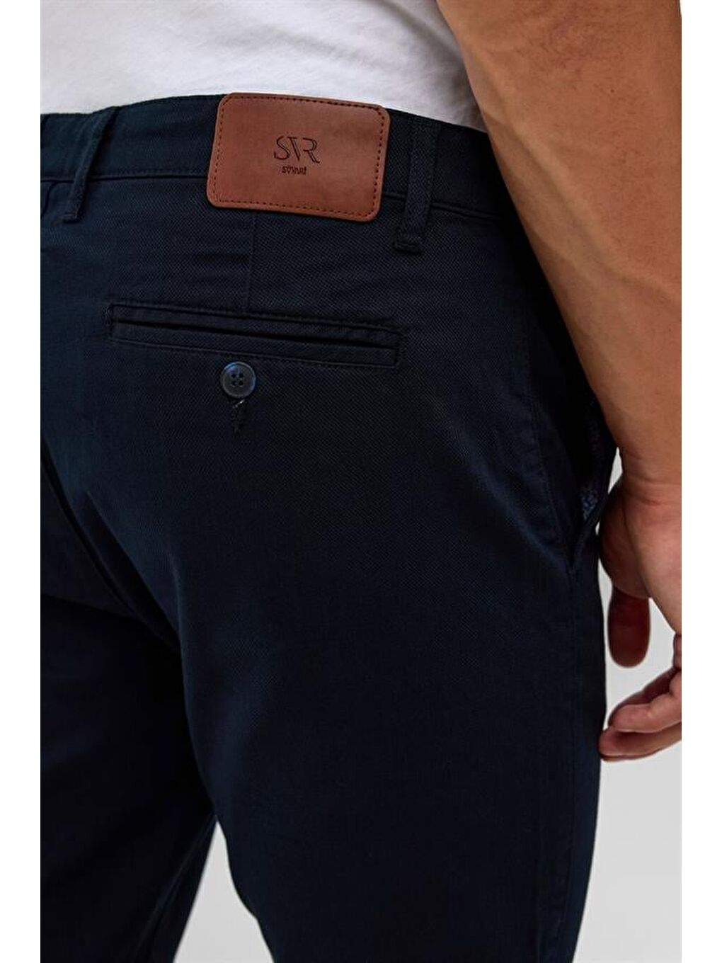 Lacivert Slim Armürlü Pantolon-5