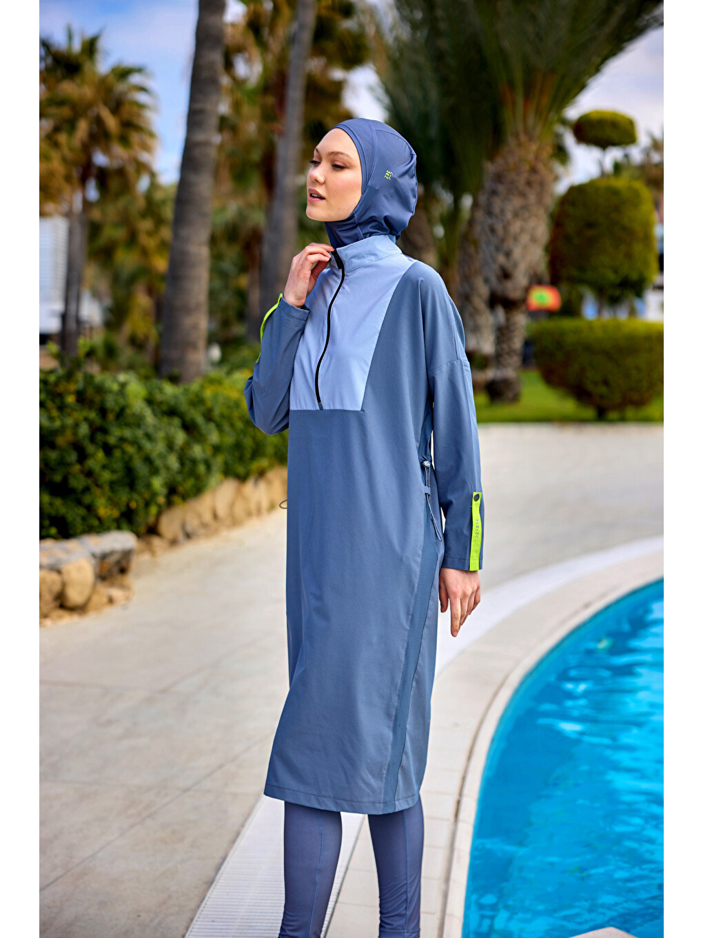 Tam Kapalı Tesettür Mayo M2527-1 Koyu Gri-4