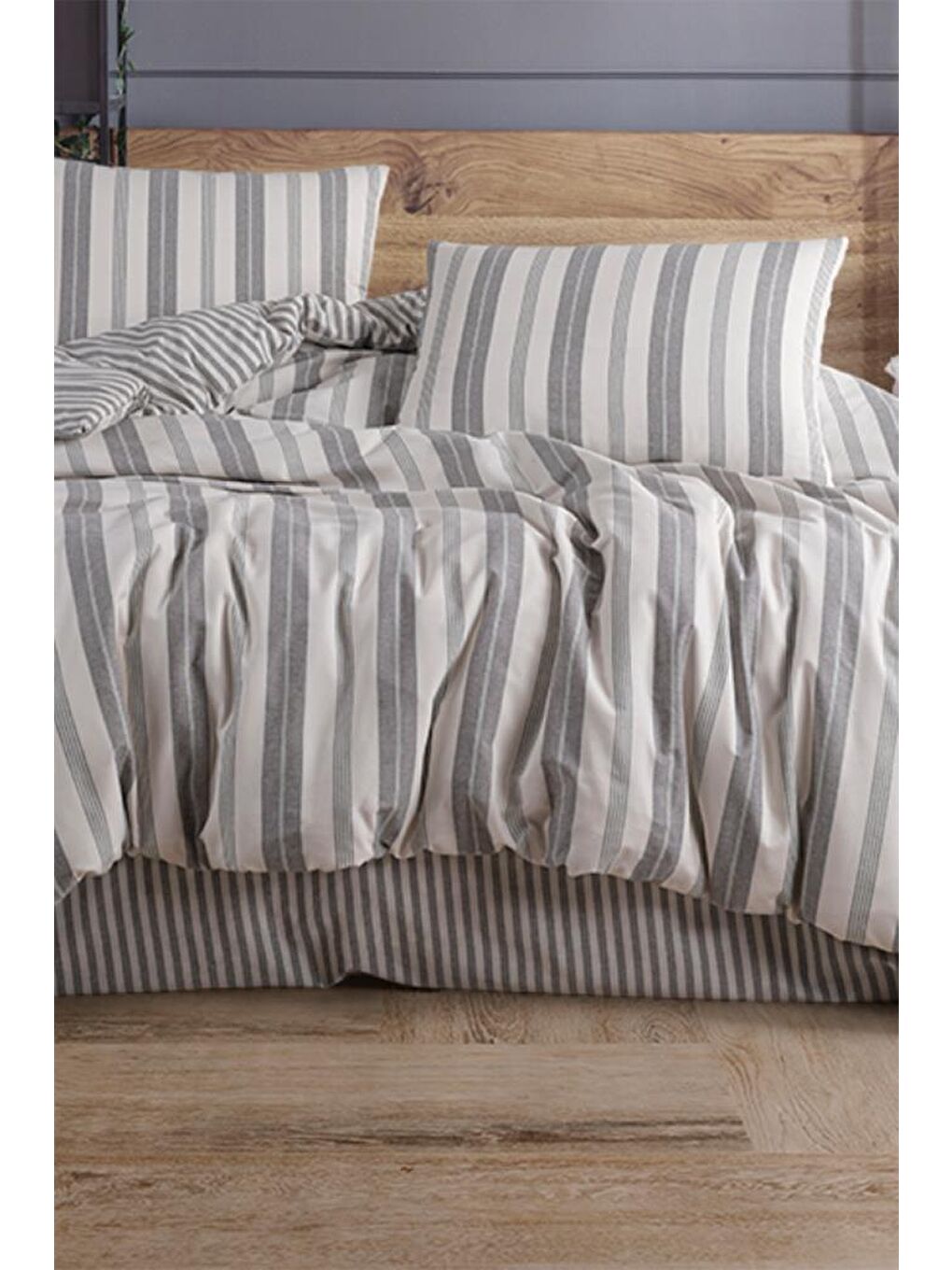 Bona 4 Parça %100 Pamuk Çift Kişilik Nevresim Takımı Gri