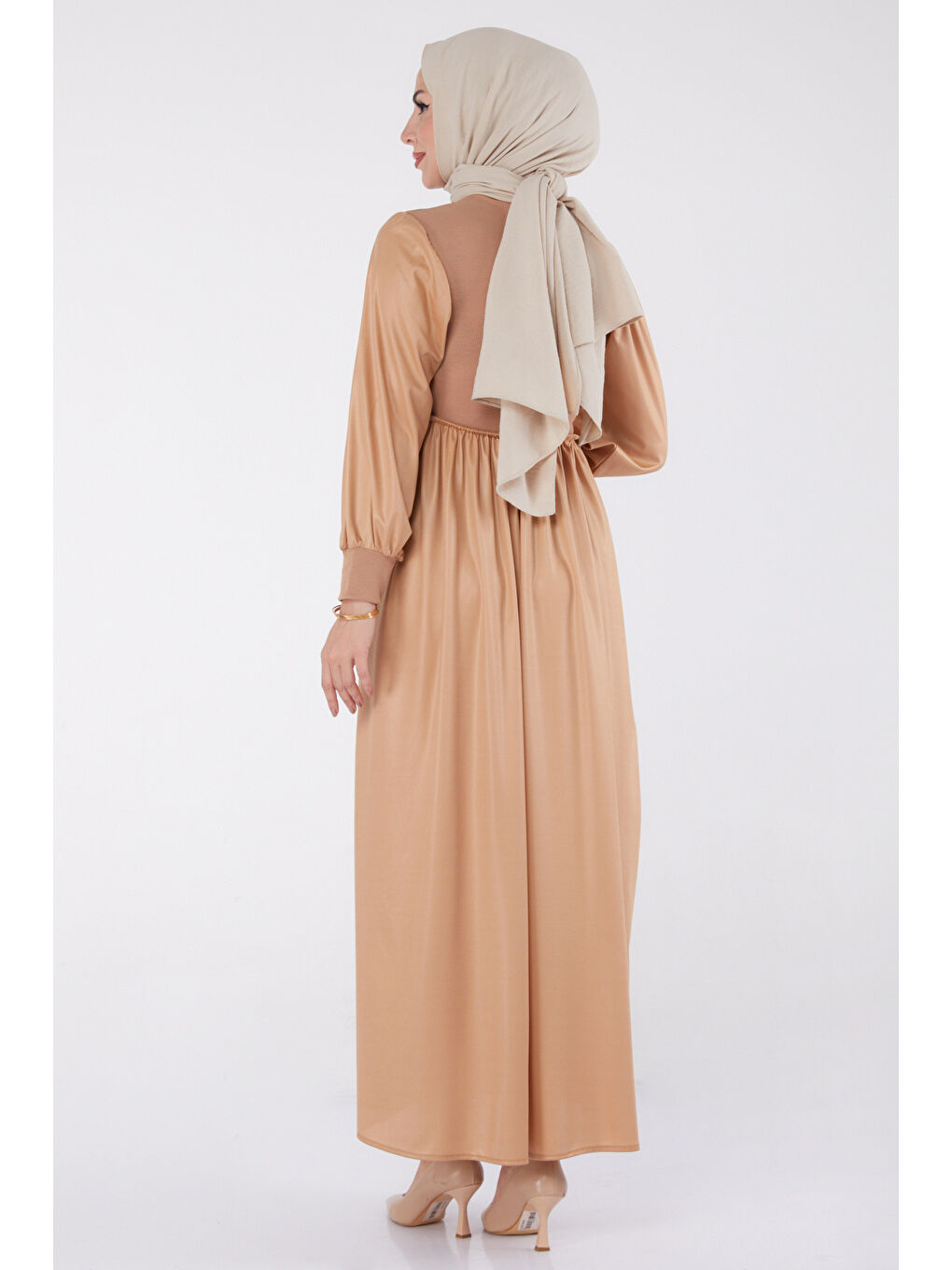 Bej Elbise Vizon - 13336-3