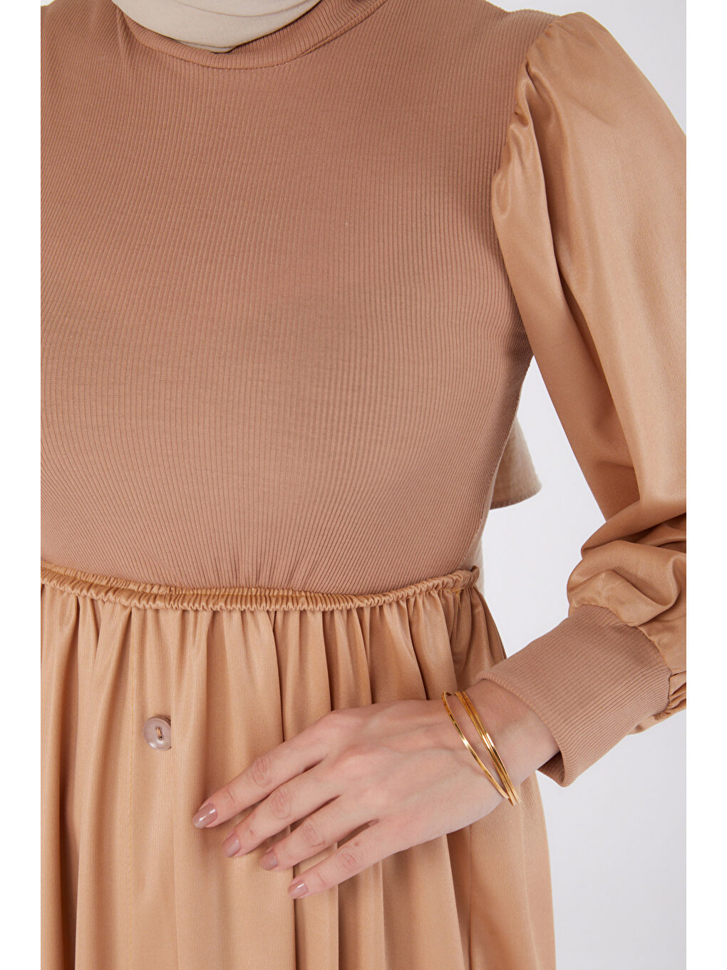 Bej Elbise Vizon - 13336-5