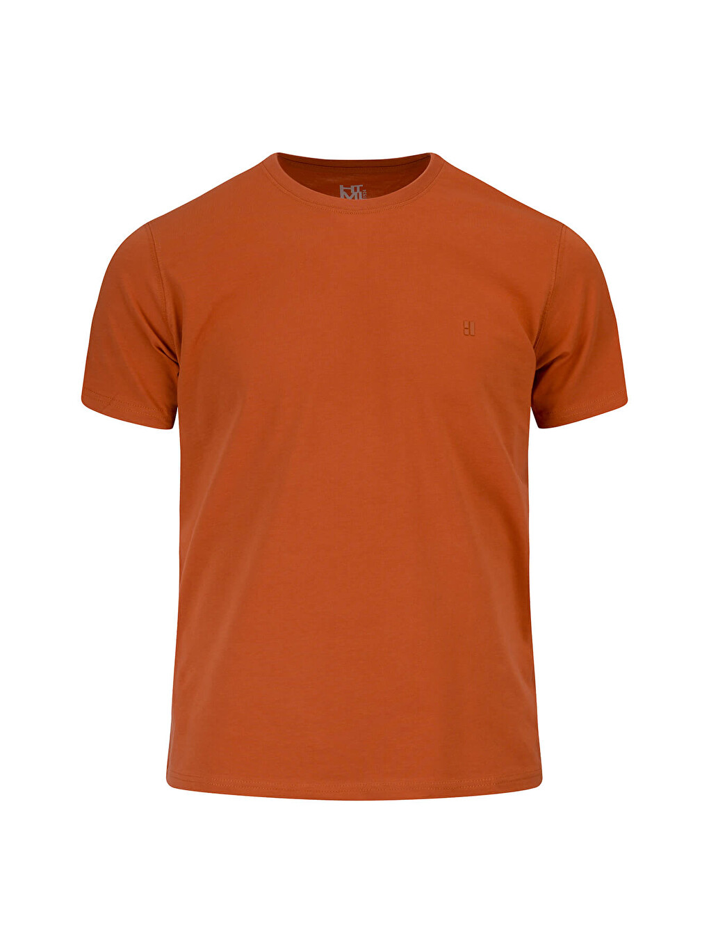 Turuncu Regular Fit Bisiklet Yaka 100 Pamuk Tişört-1