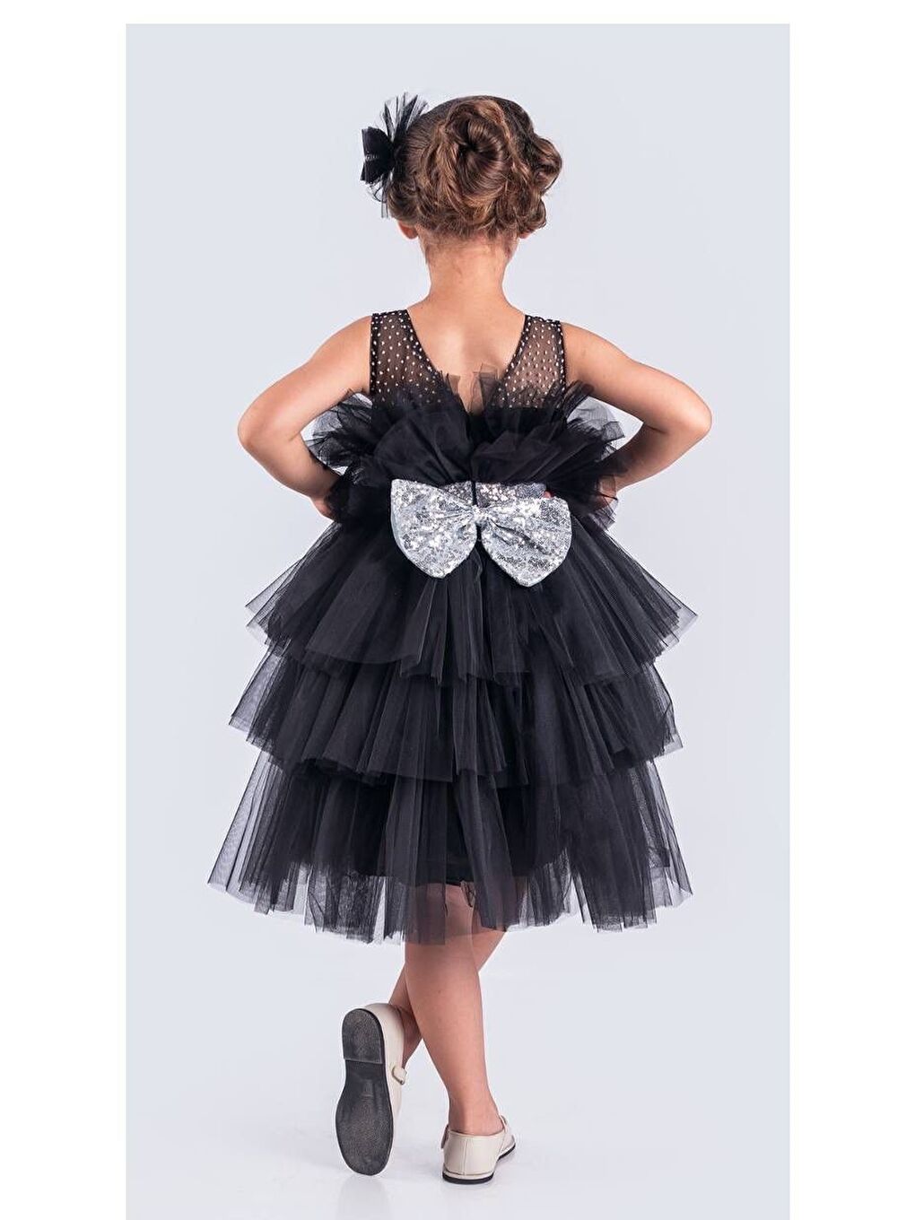 Siyah Katkat Tüllü Buket Model Kız Çocuk Özel Abiye-1
