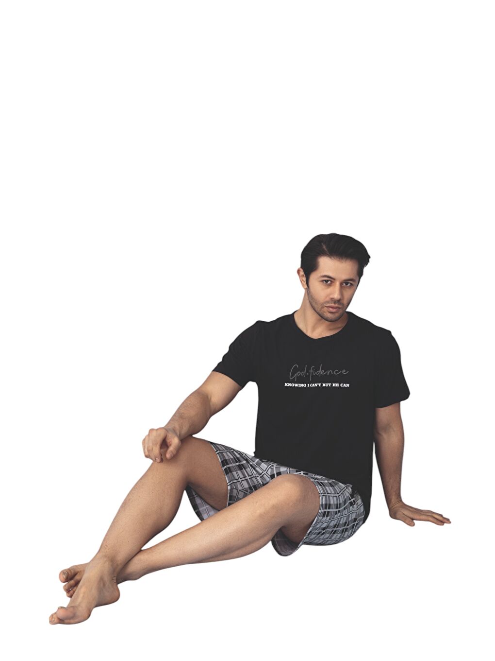 Güneş Siyah Erkek Kısa Kol Şortlu Pijama Takım - 1