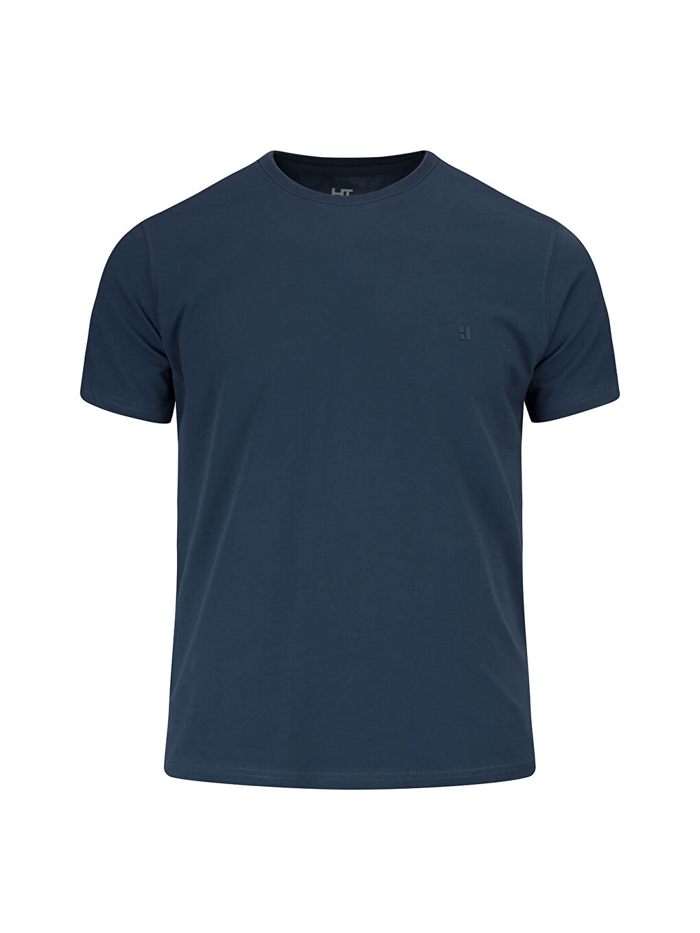 Lacivert Mavi Regular Fit Bisiklet Yaka 100 Pamuk Tişört-1