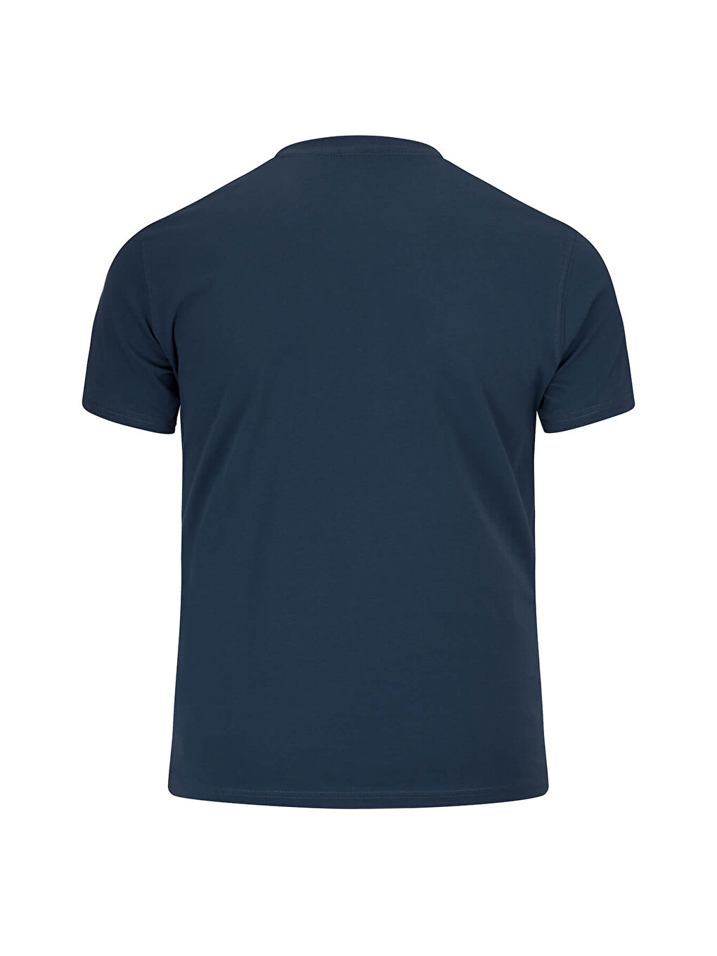 Lacivert Mavi Regular Fit Bisiklet Yaka 100 Pamuk Tişört-3