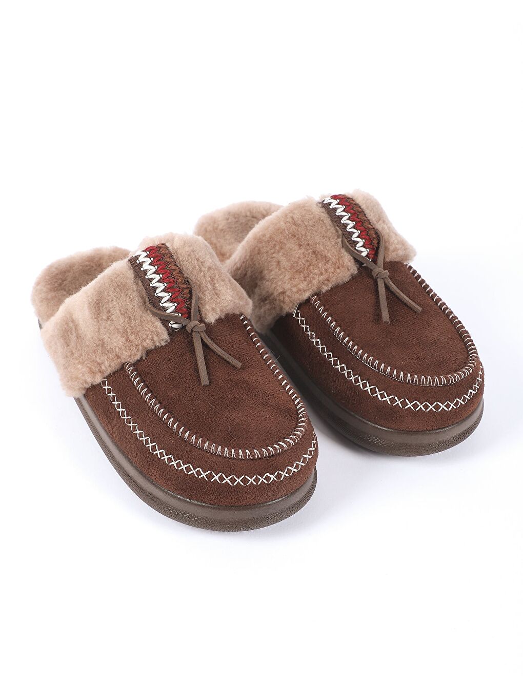 Kahverengi Kadın Pelüş Astarlı Kışlık Ev Terliği - LUXY