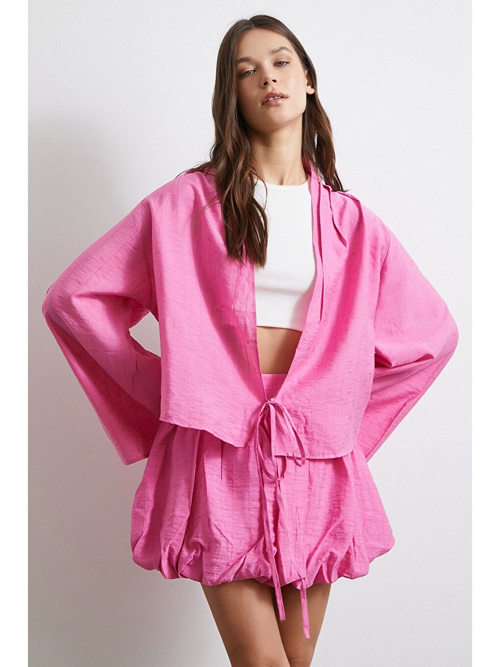 Astarlı Balon Etek Pembe-1