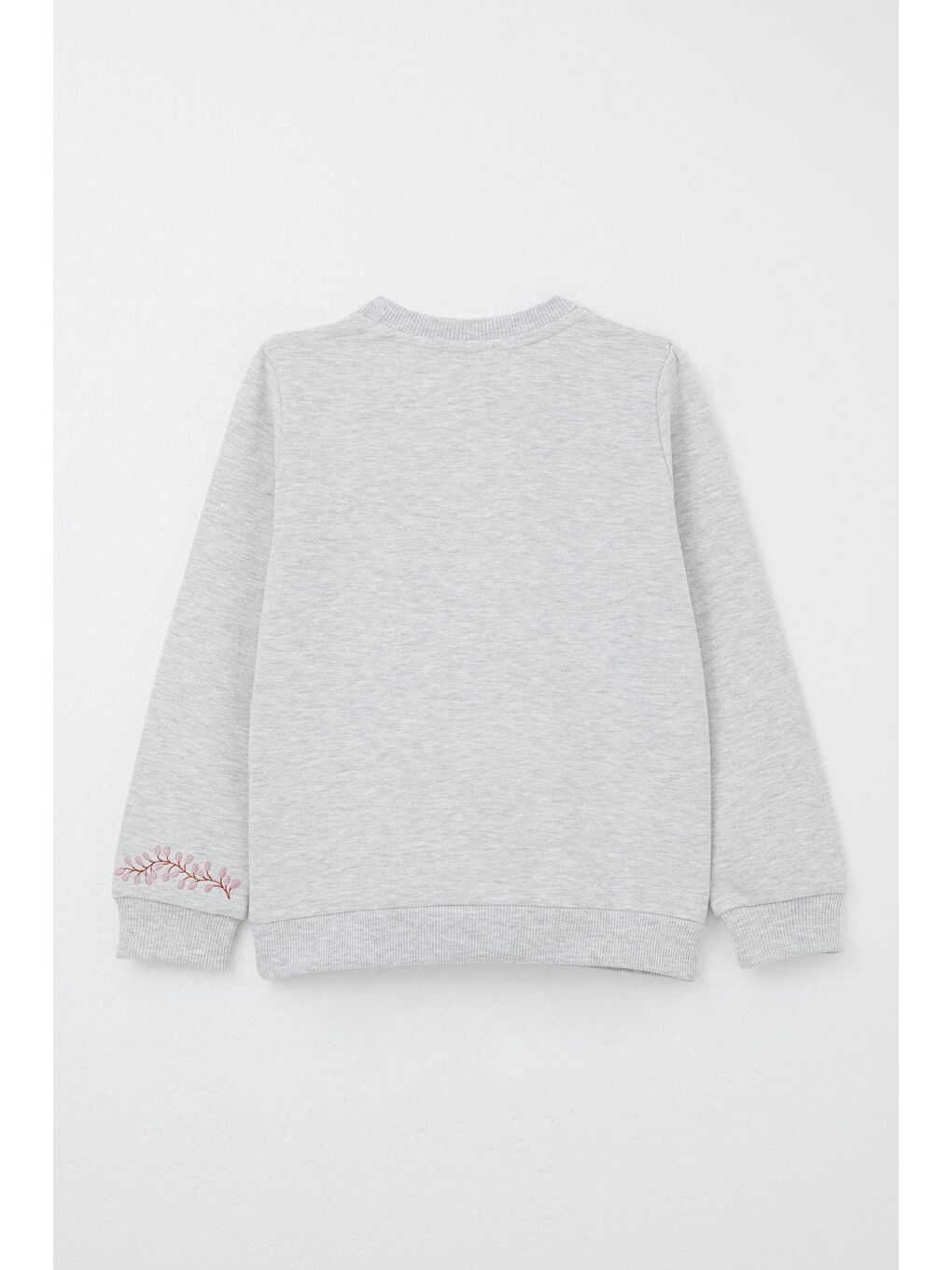 Kız Çocuk Eşofman Takım Çiçek Nakışlı Açık Gri Melanj (1.5-5 Yaş)-3