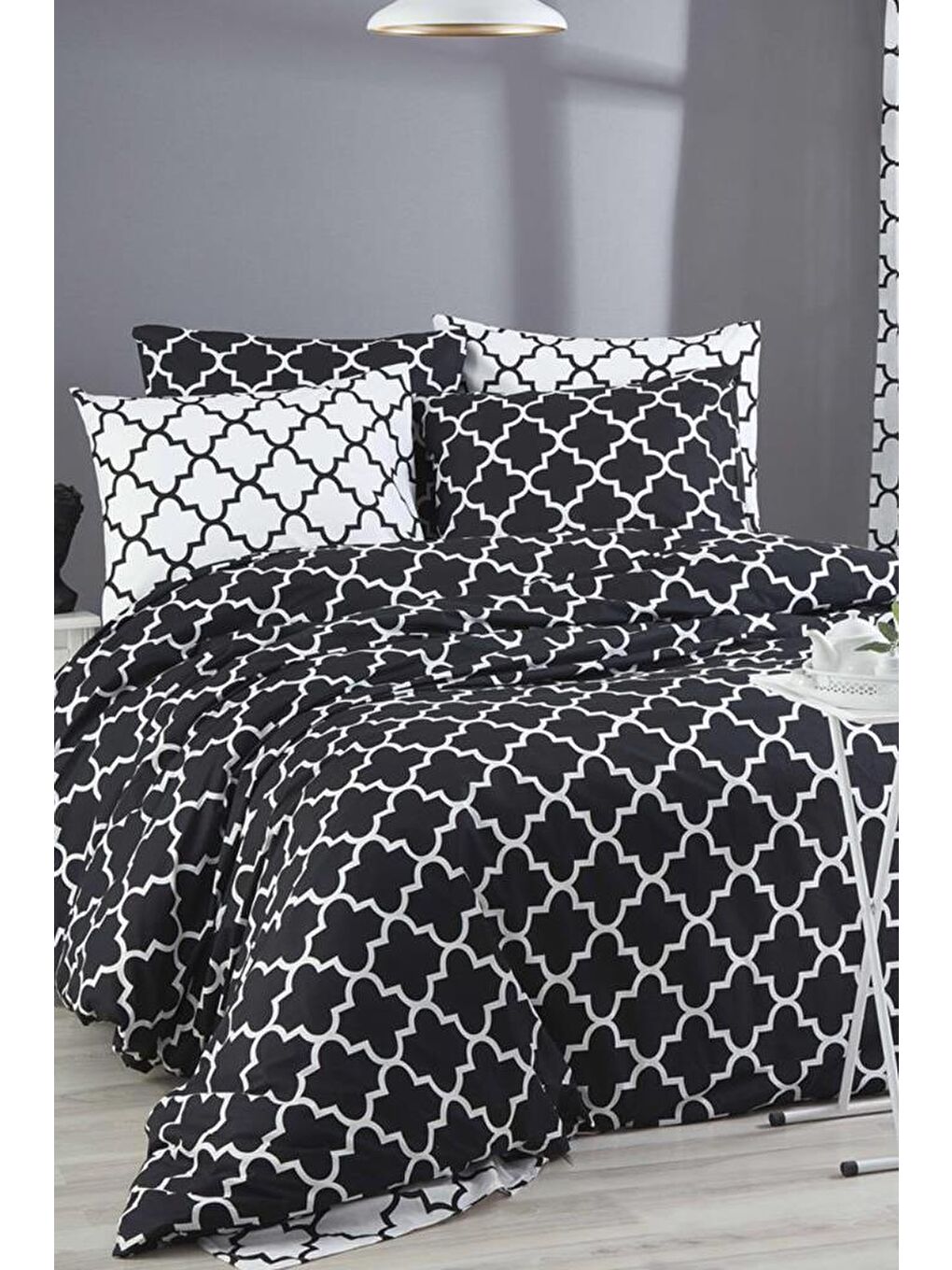 Madalyon %100 Pamuk Çift Kişilik Nevresim Takımı Siyah
