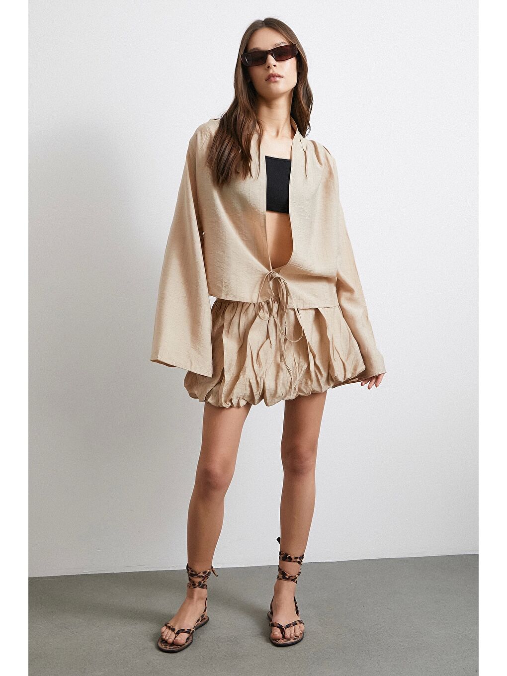 Astarlı Balon Etek Bej-1