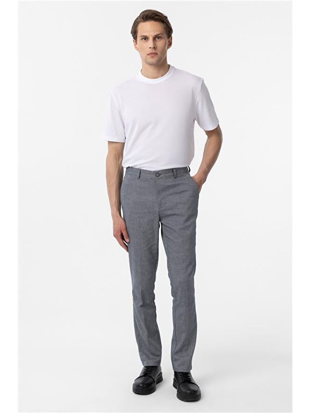 Lacivert Regular Armürlü Pantolon