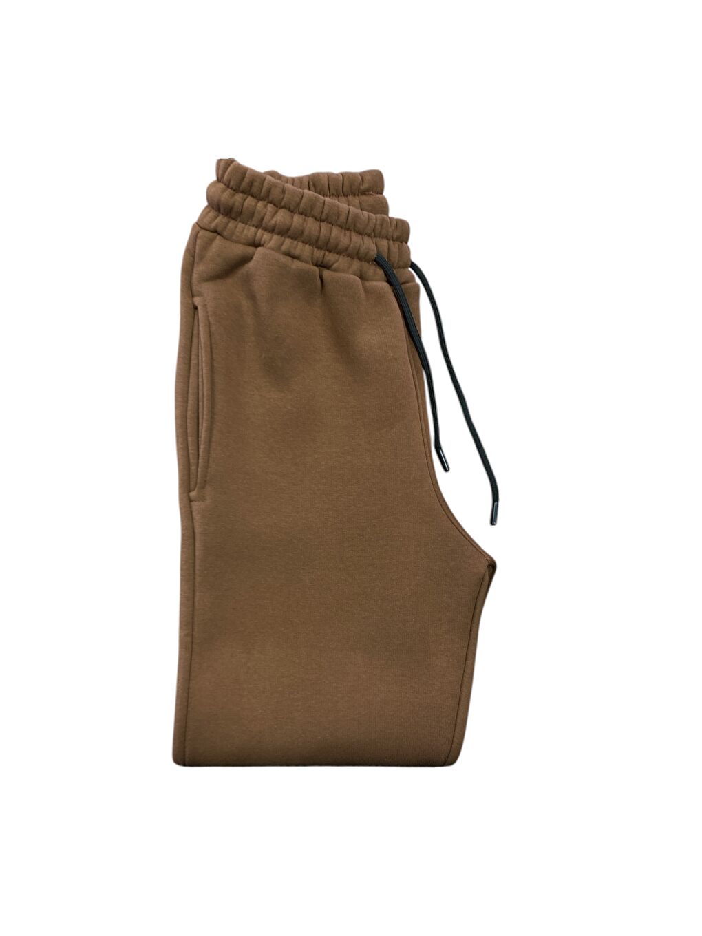 Kahverengi Kadın Pamuklu 3 İplik Lastik Paça Cepli Yüksek Kalite Şardonlu Kalın Eşofman Altı-1