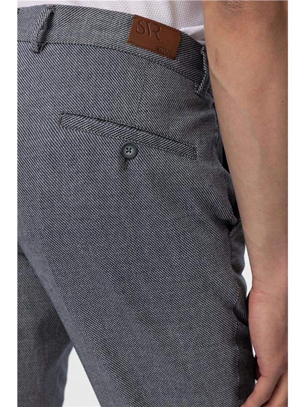 Lacivert Regular Armürlü Pantolon-5