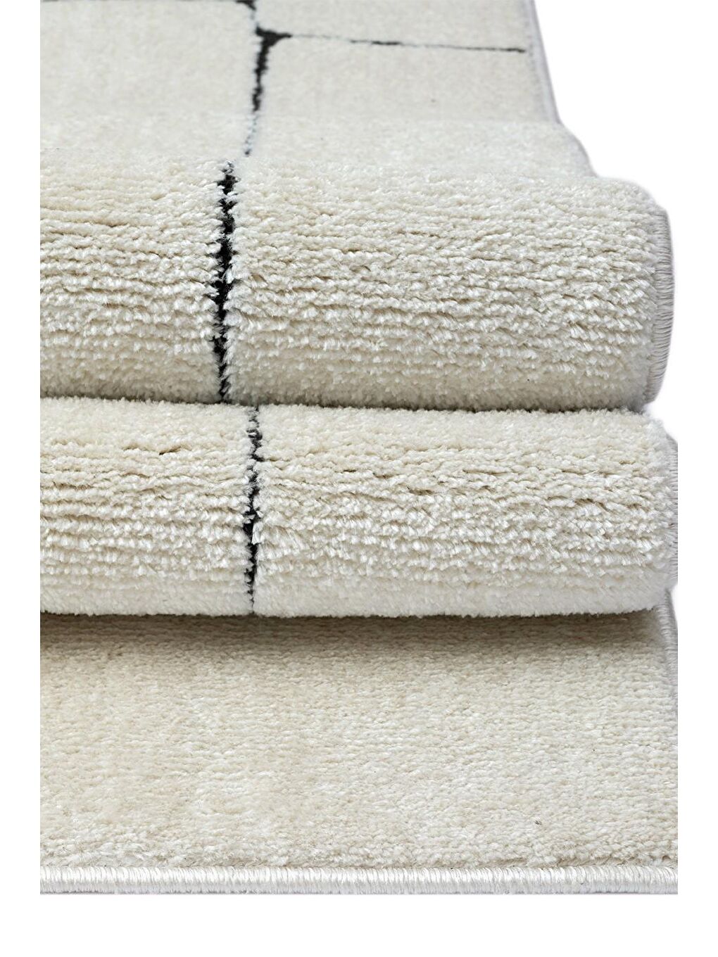 Ekru Jung 7183 Modern Dokuma Yumuşak Post Shaggy Halı-80x150 cm-1