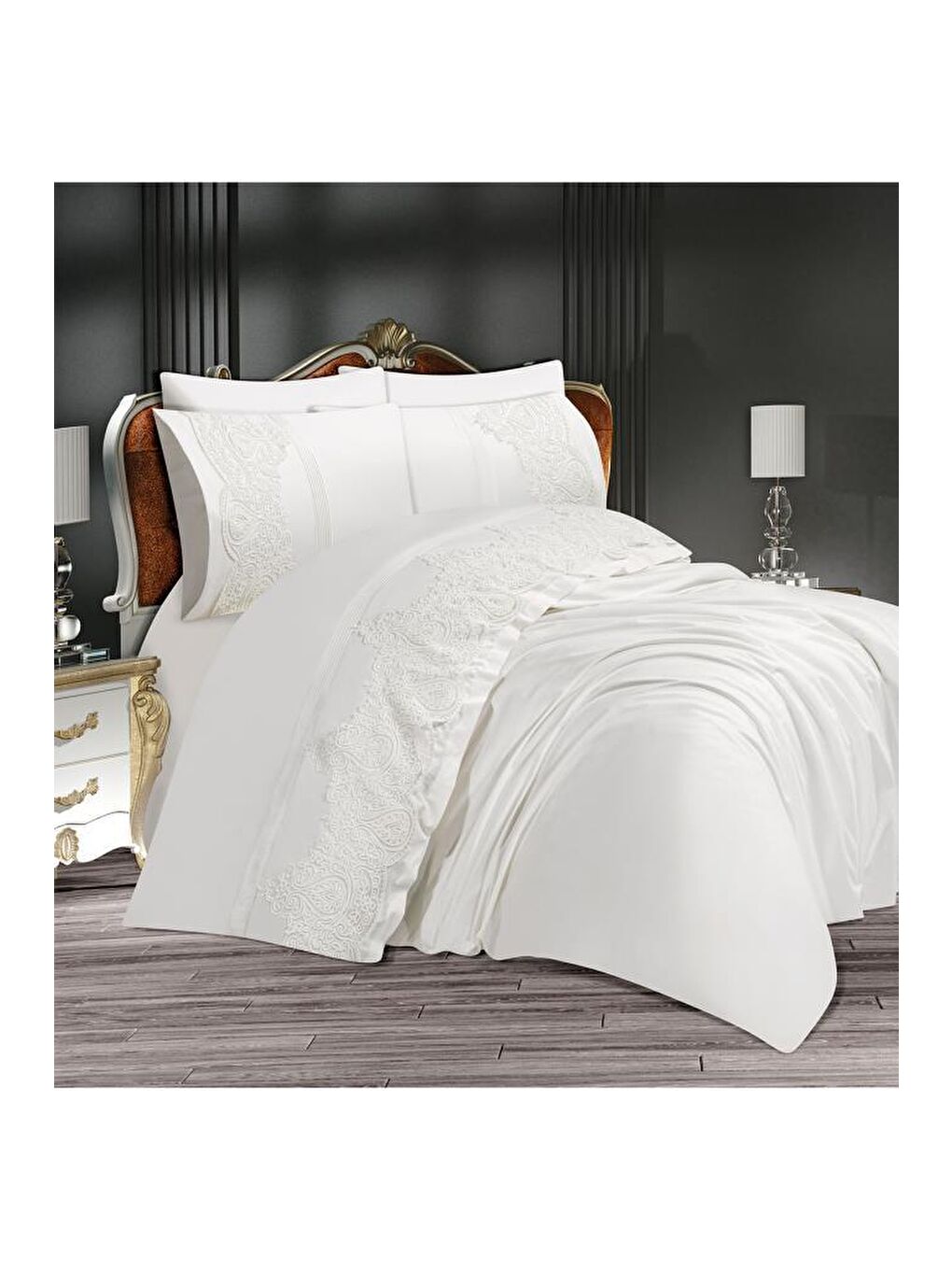 Ekru Çeyizdiyarı Sahra Çift Kişilik Nevresim Takımı Krem-2