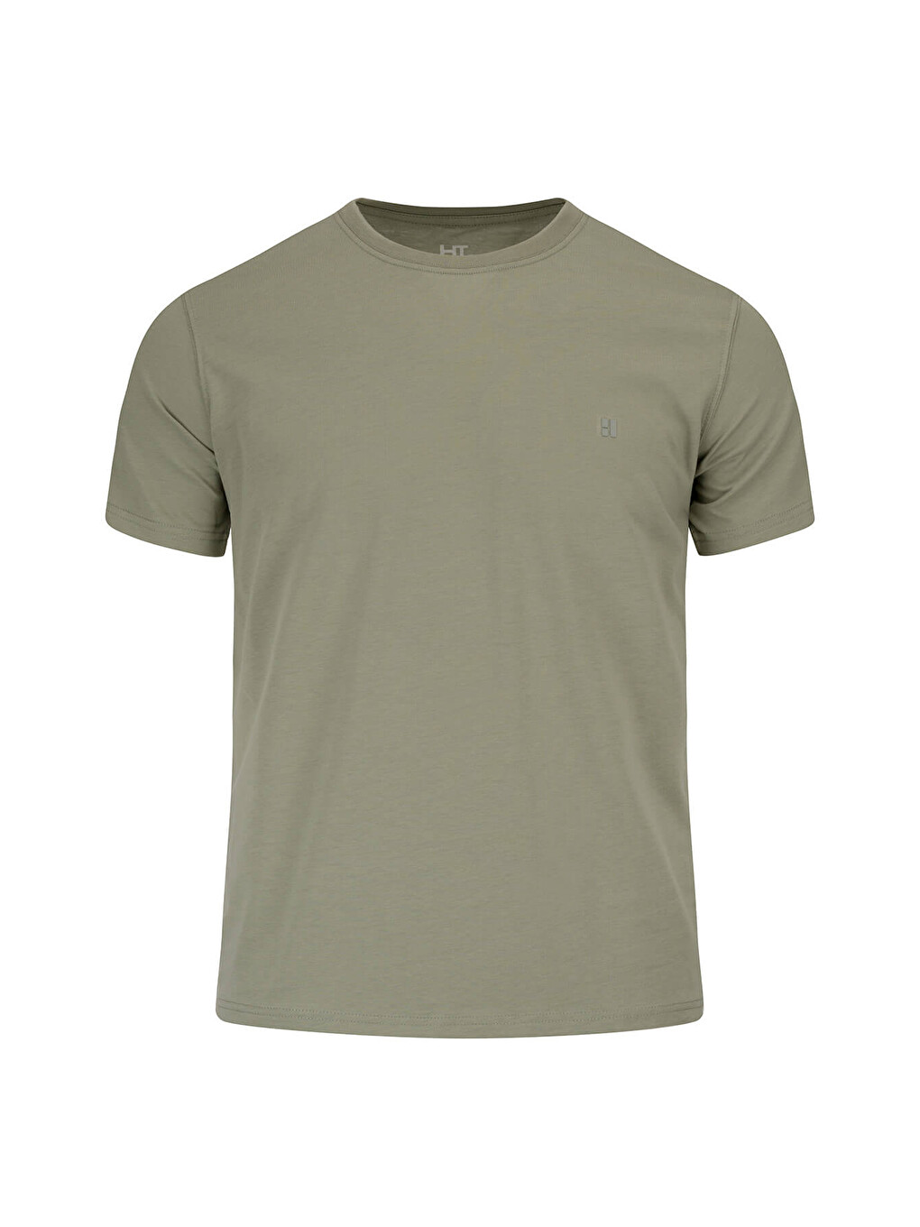 Yeşil Regular Fit Bisiklet Yaka 100 Pamuk Tişört-1