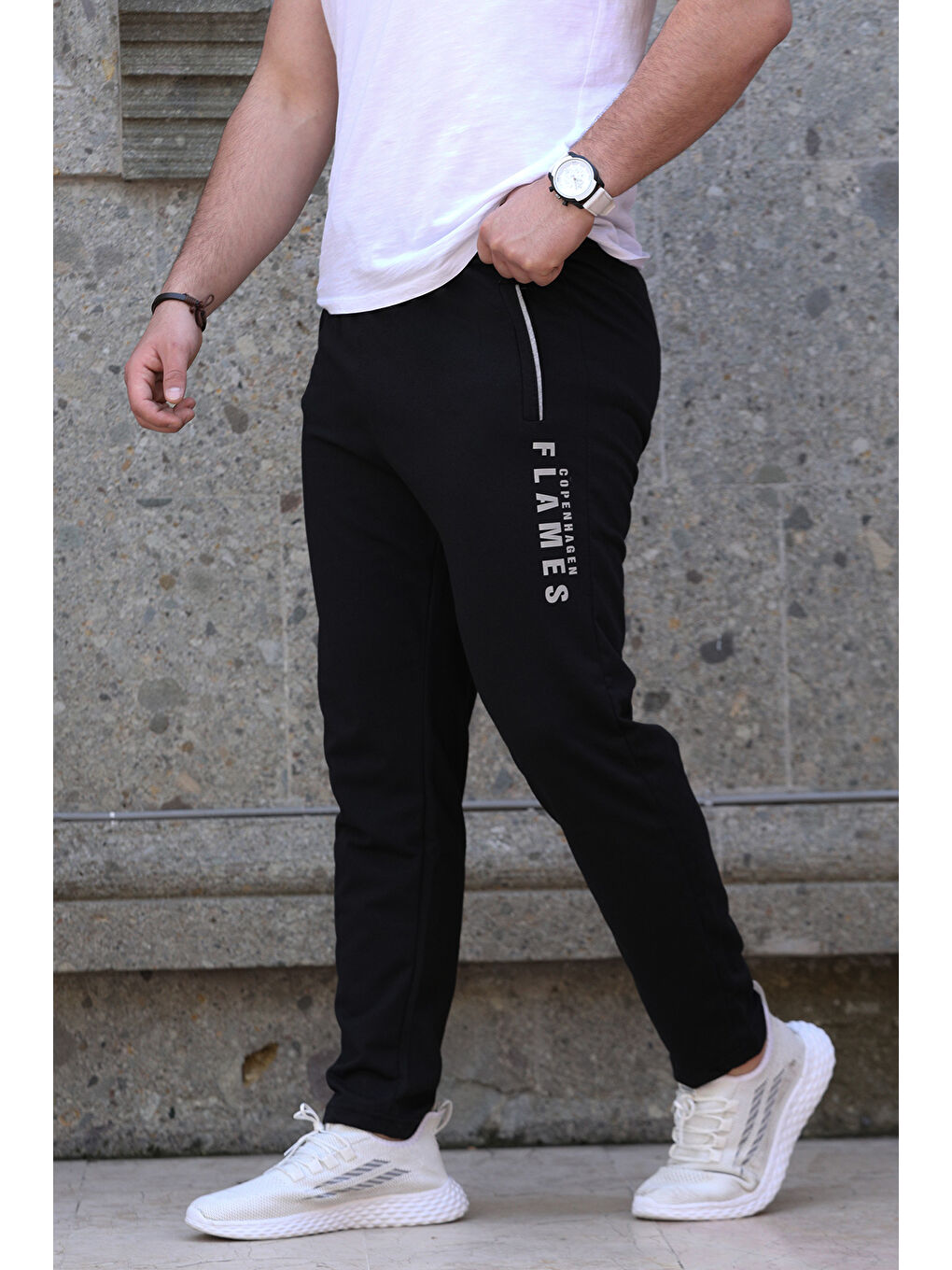 Siyah Baskılı Erkek Eşofman Altı