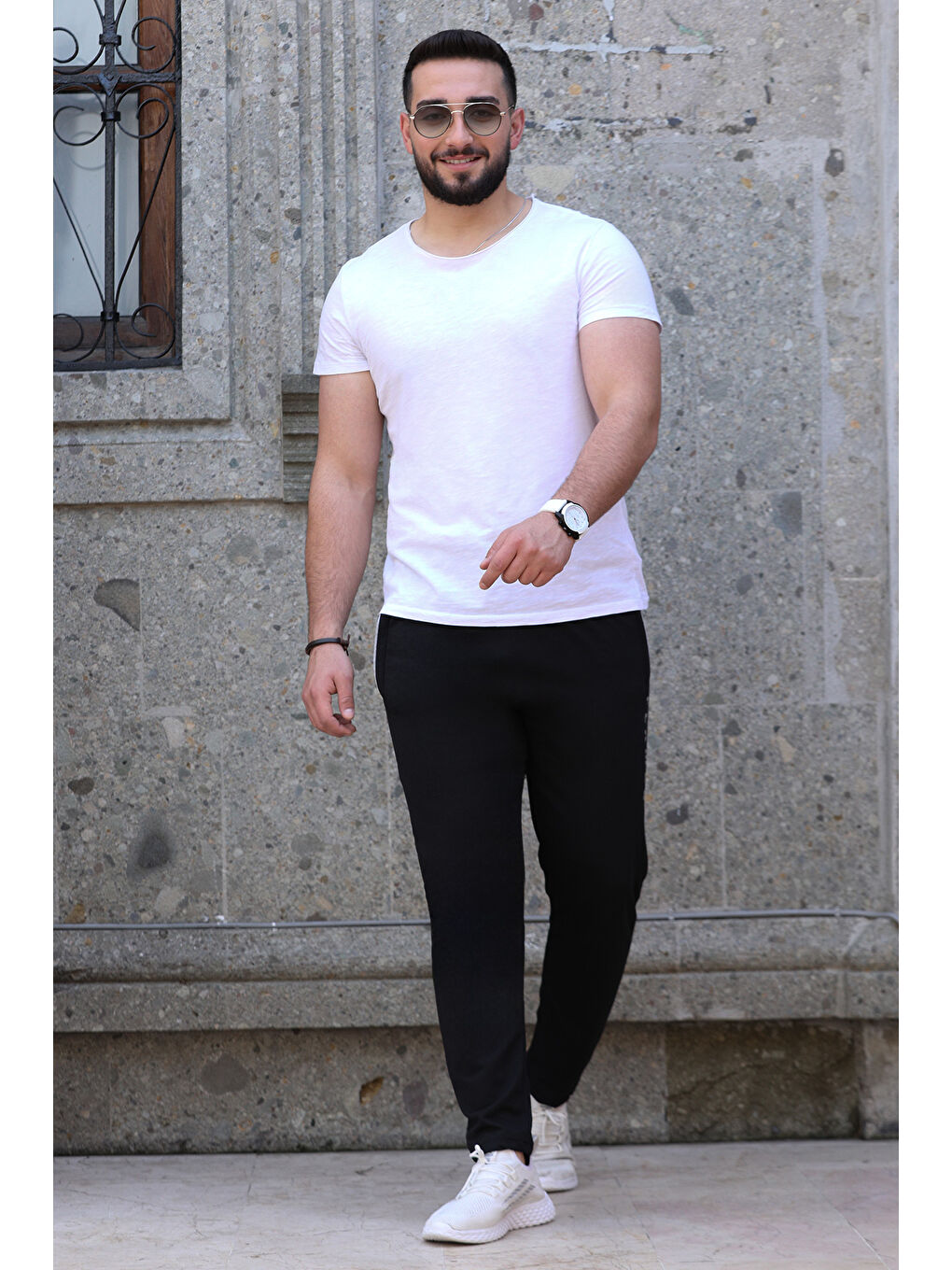 Siyah Baskılı Erkek Eşofman Altı-2