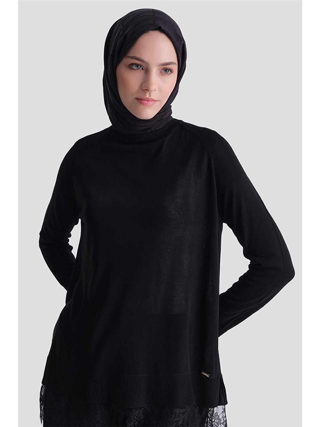Dantelli Rayon Tunik Siyah