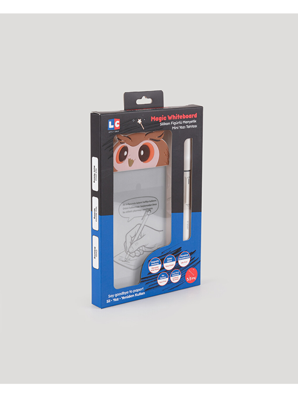 Sevimli Baykuş Manyetik Mini Yazı Tahtası Silikon Figürlü 5.5 İnç-4