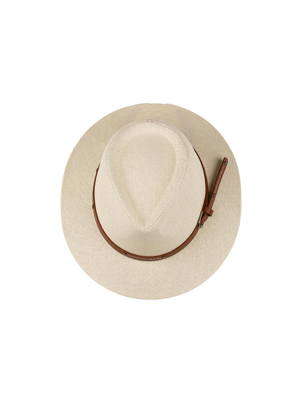 Ekru Erkek Kemer Detaylı Geniş Kenar Hasır Şapka Y25750-04 Krem-1