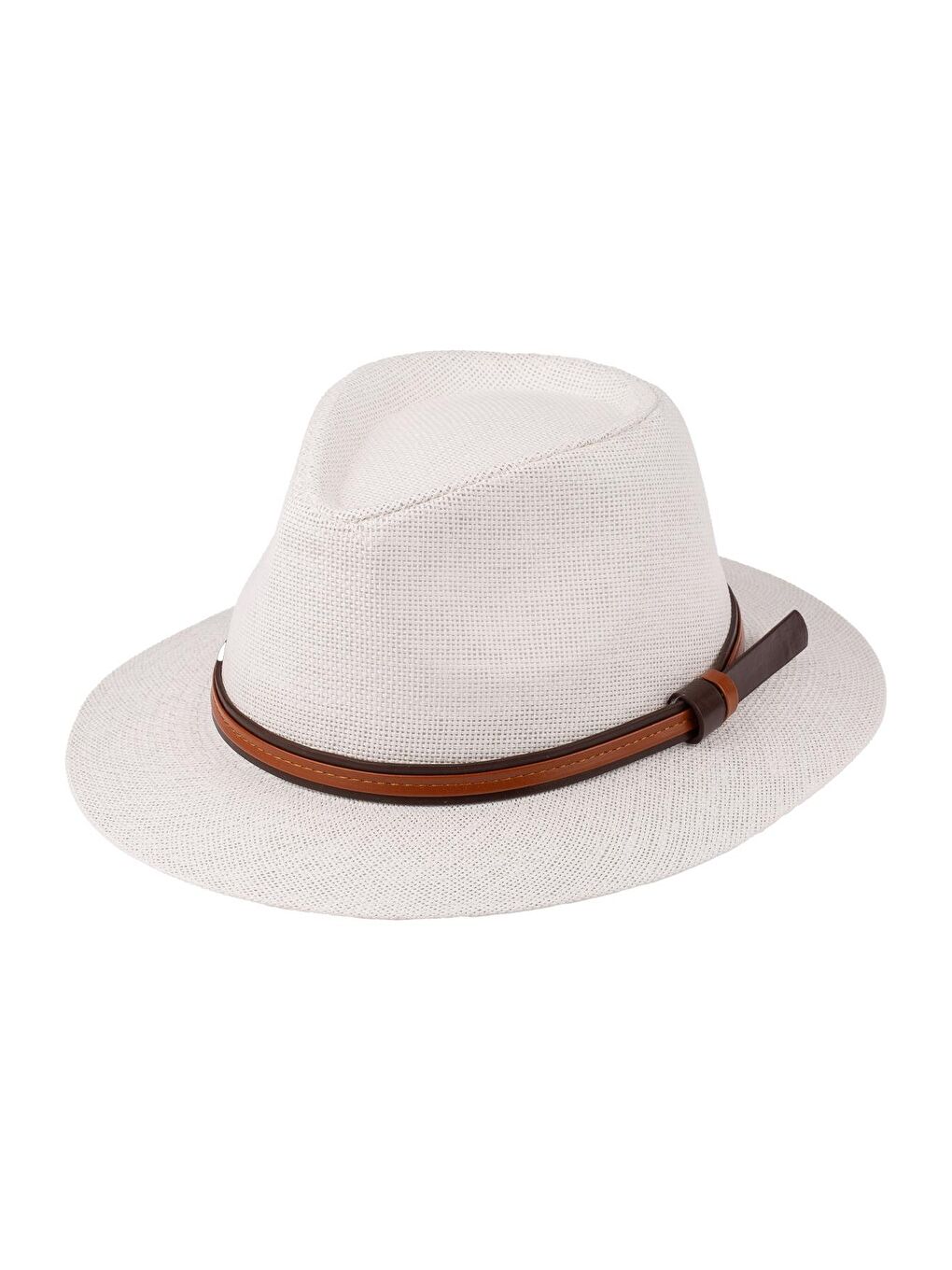 Erkek Kemer Detaylı Geniş Kenar Hasır Şapka Y25750-02 Beyaz