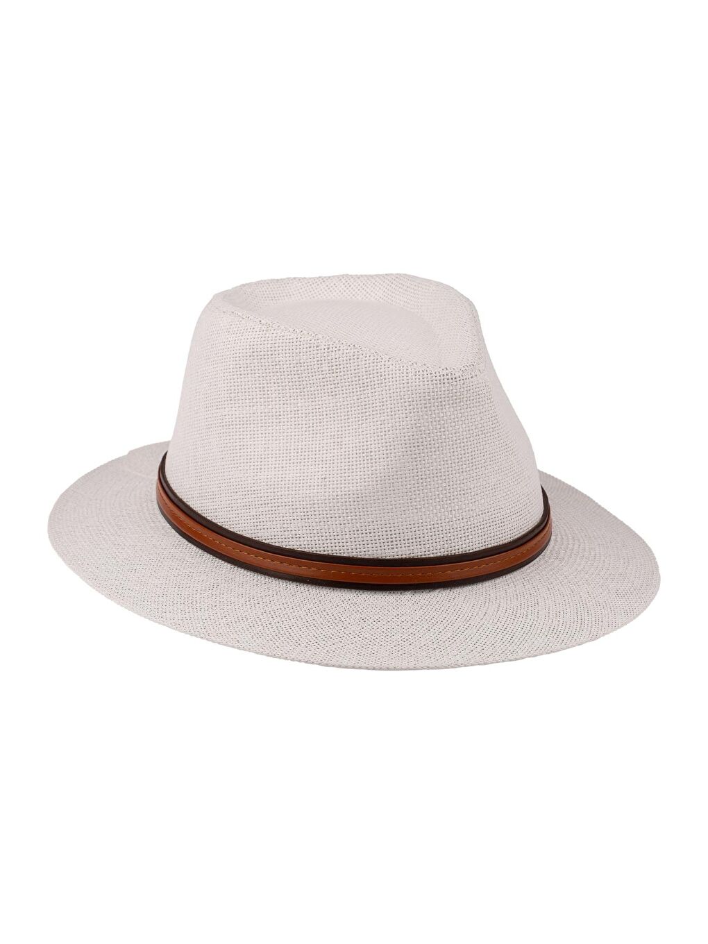 Erkek Kemer Detaylı Geniş Kenar Hasır Şapka Y25750-02 Beyaz-2