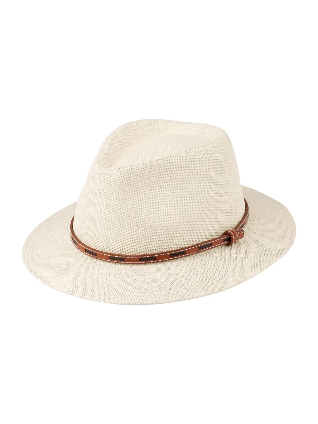Ekru Erkek İp Detaylı Geniş Kenar Hasır Şapka Y25750-01 Krem