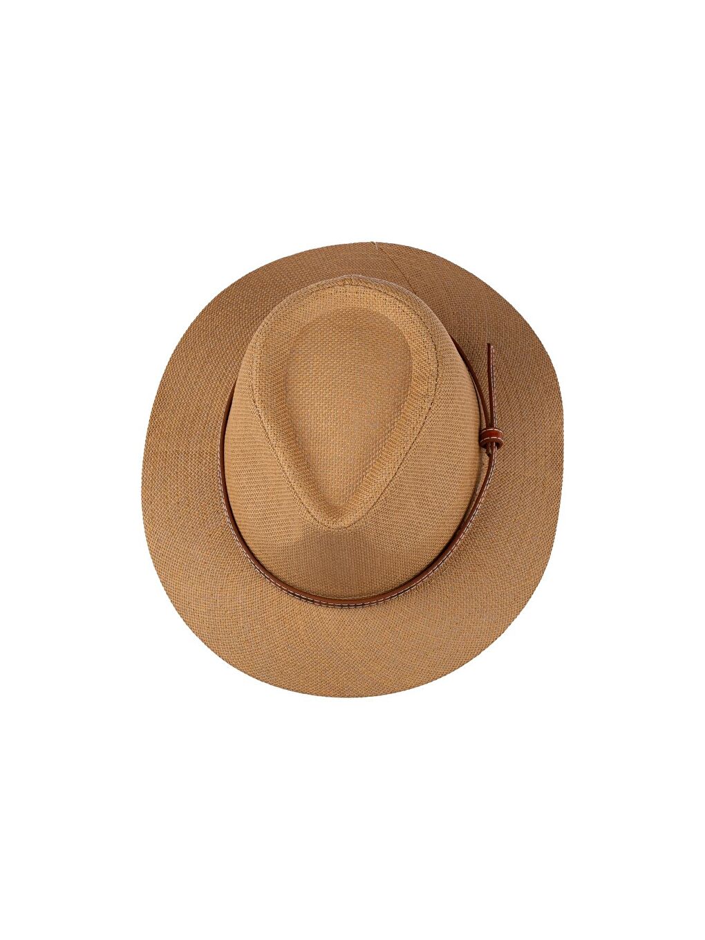 Bej Erkek İp Detaylı Geniş Kenar Hasır Şapka Y25750-01 Vizon-1