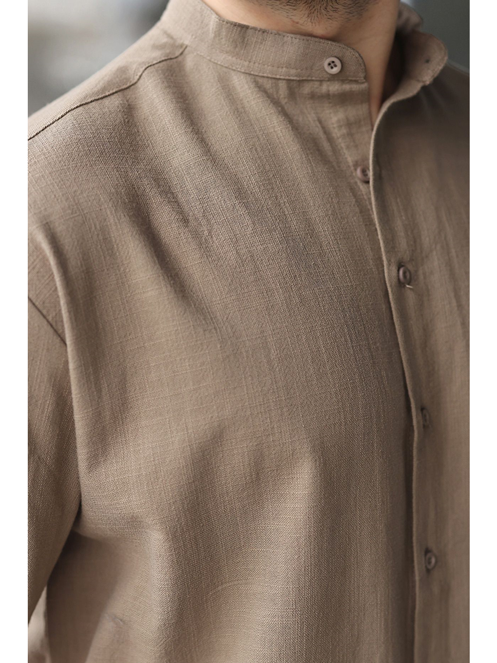 Bej Vizon Erkek Şort Gömlek Takım E7350-4