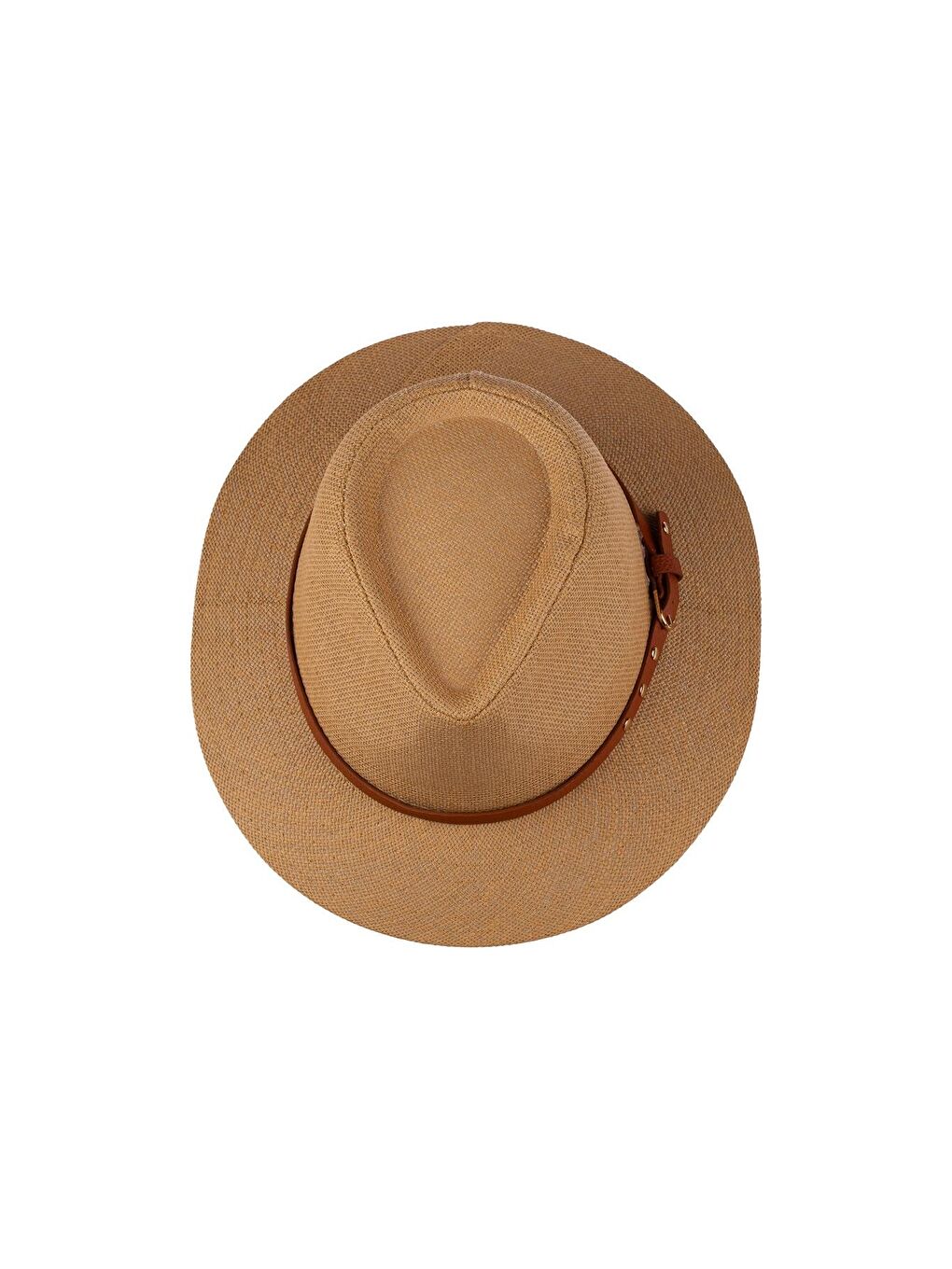 Bej Erkek Kemer Detaylı Geniş Kenar Hasır Şapka Y25750-03 Vizon-1