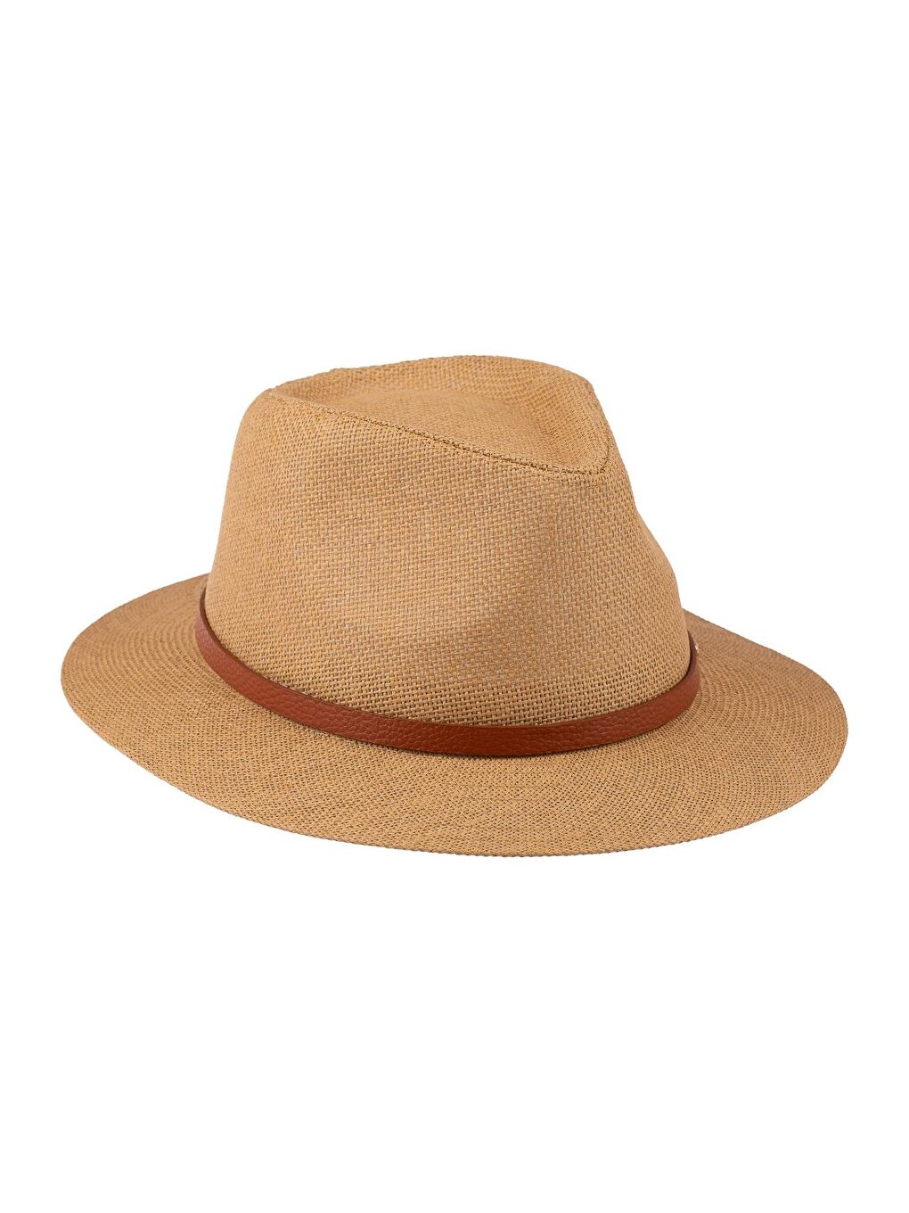 Bej Erkek Kemer Detaylı Geniş Kenar Hasır Şapka Y25750-03 Vizon-2