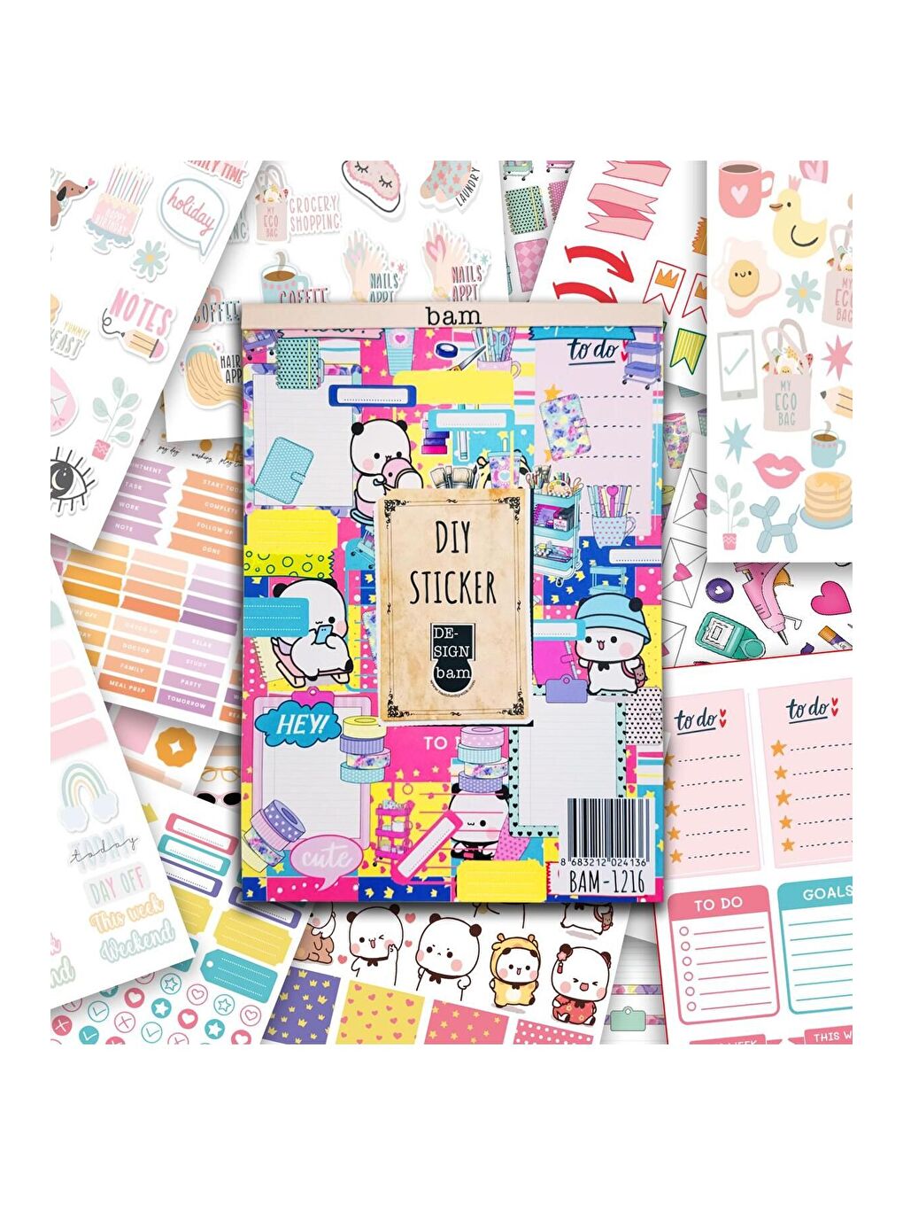 BAM HEDİYELİK EŞYA Pembe Girl Power My DIY Sticker Book  24 * 17 cm 16 Sayfa Özel Tasarım Rengarenk Sticker Kitabı