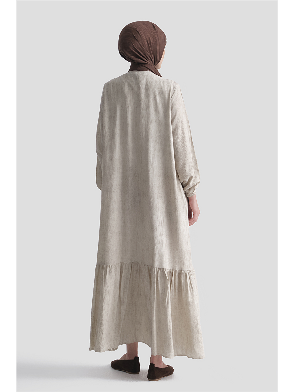 Fırfırlı Basic Ferace Bej-4