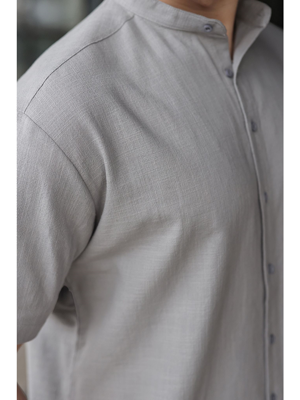 Boyalı Gri Erkek Şort Gömlek Takım E7350-3